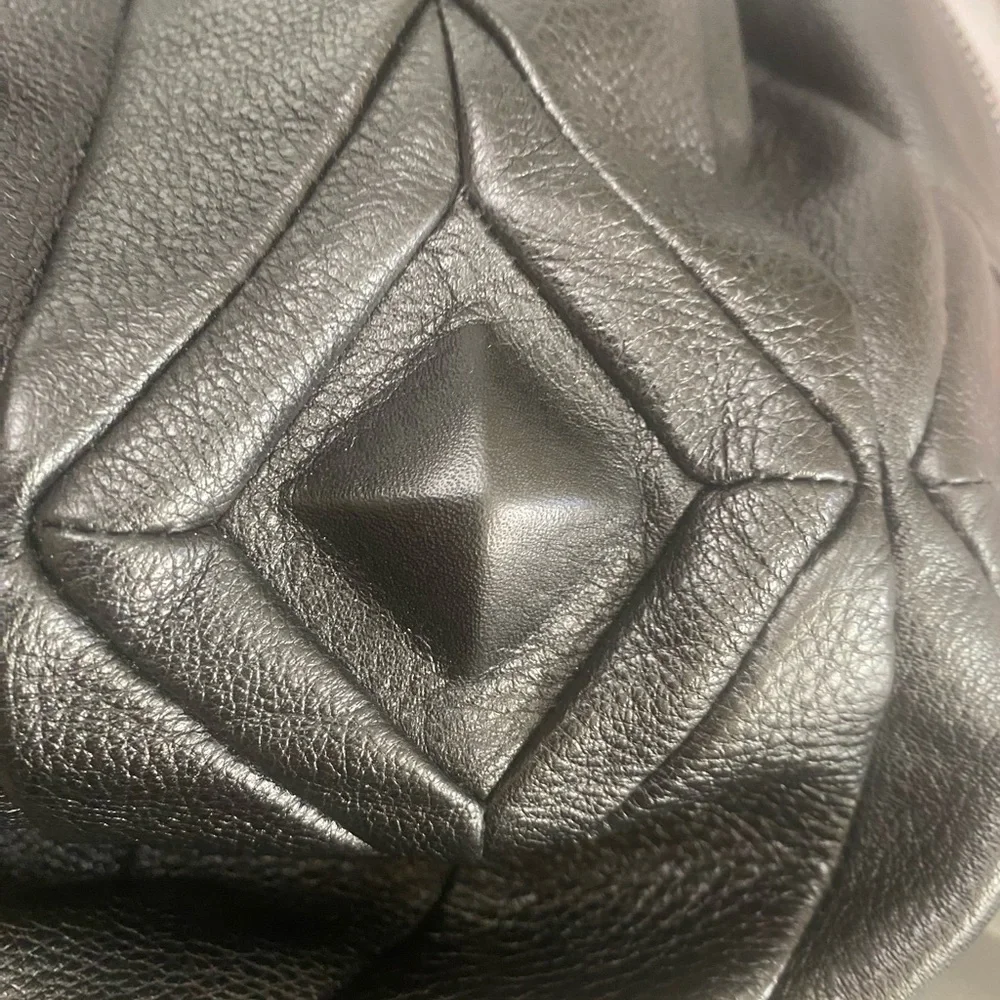 Elliott Lucca Black Leather Hobo Bucket Bag